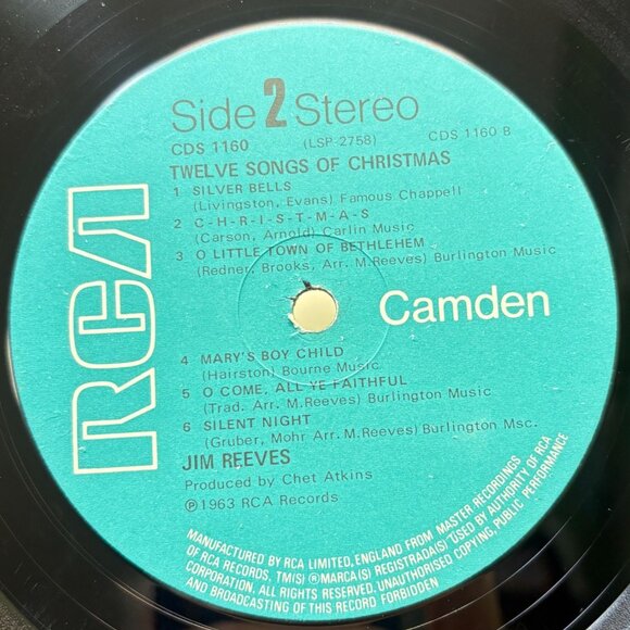 Jim Reeves 12 Songs of Christmas Country Vinyl LP in Shrink RCA Camden 60s - Picture 3 of 7